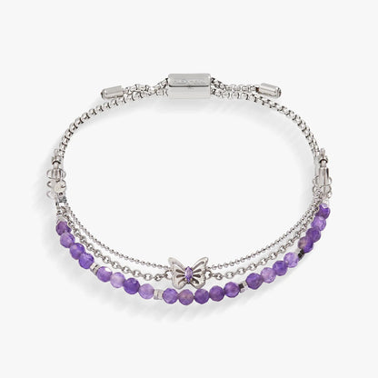 Butterfly Stranded Bracelet Set with Amethyst