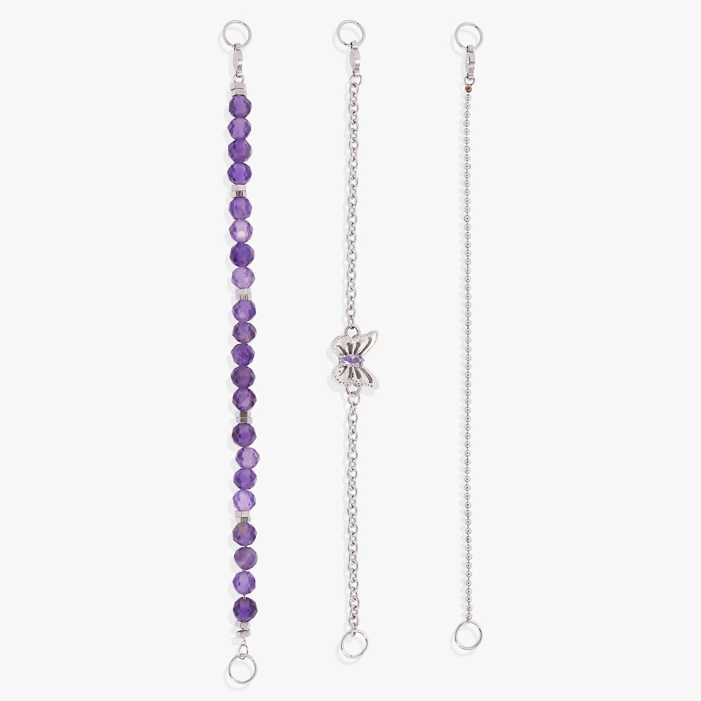 Butterfly Stranded Bracelet Set with Amethyst