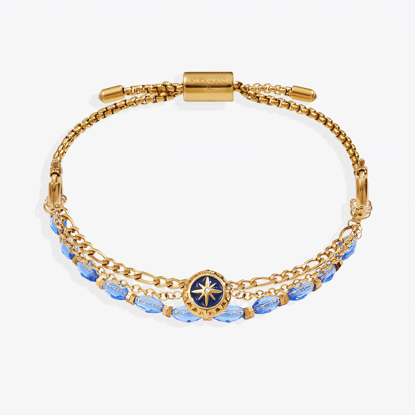 Compass Stranded Bracelet Set Gold Chain Beads
