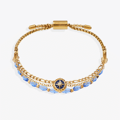 Compass Stranded Bracelet Set Gold Chain Beads
