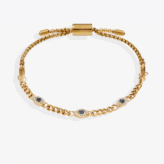 Evil Eye Stranded Bracelet Set by ALEX AND ANI in gold-tone with blue eye accents on Tampa Home & Garden Store