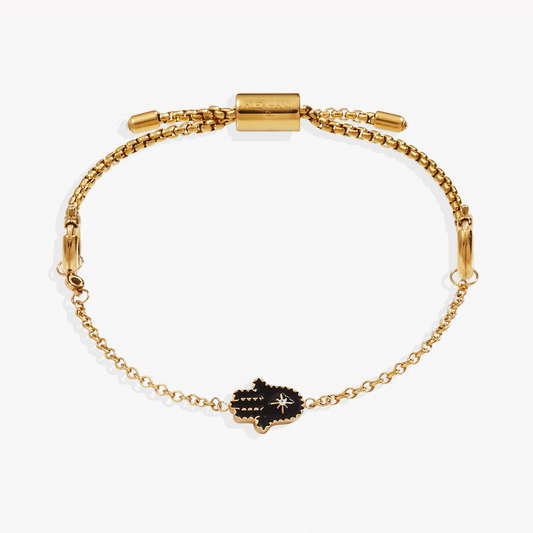 Hamsa Stranded™ Bracelet Set gold chain black enamel Hamsa charm and ALEX AND ANI clasp on Tampa Home & Garden Store