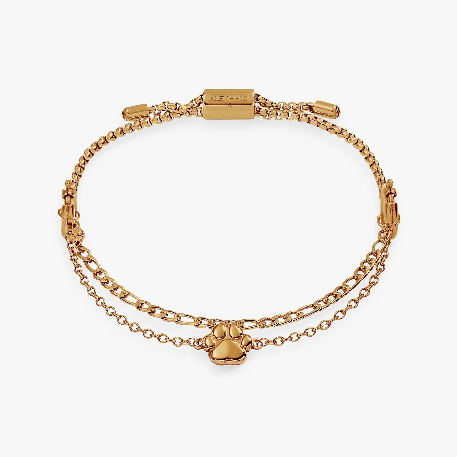 Gold-tone Paw Print Stranded Bracelet Set by ALEX AND ANI, set of two bracelets with paw charm on Tampa Home & Garden Store