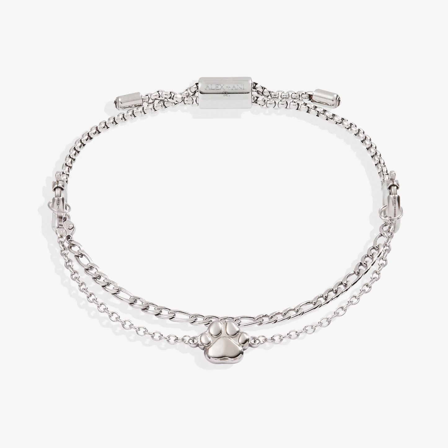 Paw Print Stranded Bracelet Set, silver linked chain with paw charm, ALEX AND ANI on Tampa Home & Garden Store