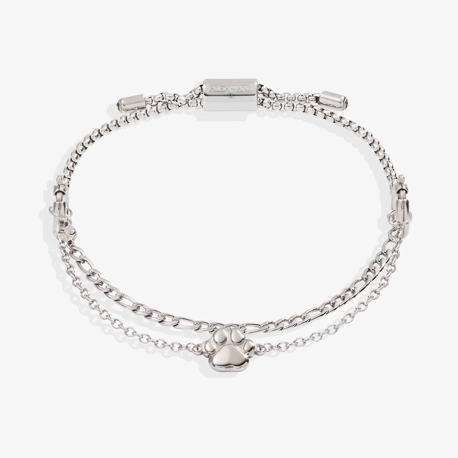 Paw Print Stranded Bracelet Set, silver linked chain with paw charm, ALEX AND ANI on Tampa Home & Garden Store