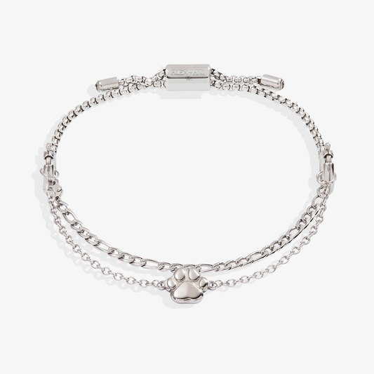 Paw Print Stranded Bracelet Set, silver linked chain with paw charm, ALEX AND ANI on Tampa Home & Garden Store