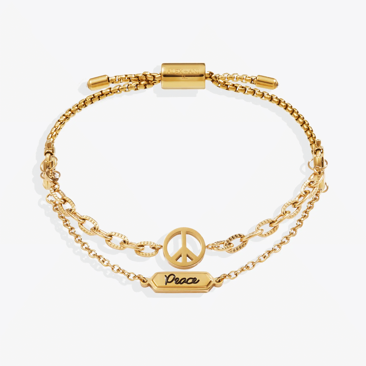 Peace Stranded Bracelet Set With Dual Chains