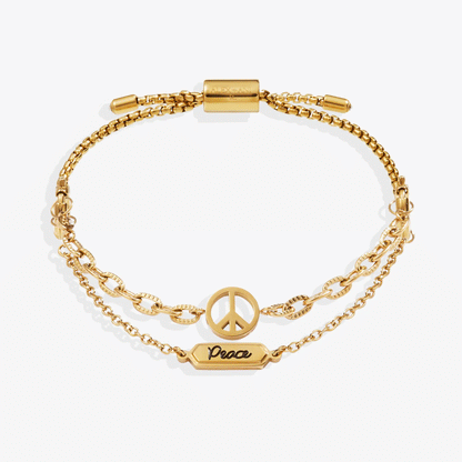 Peace Stranded Bracelet Set With Dual Chains