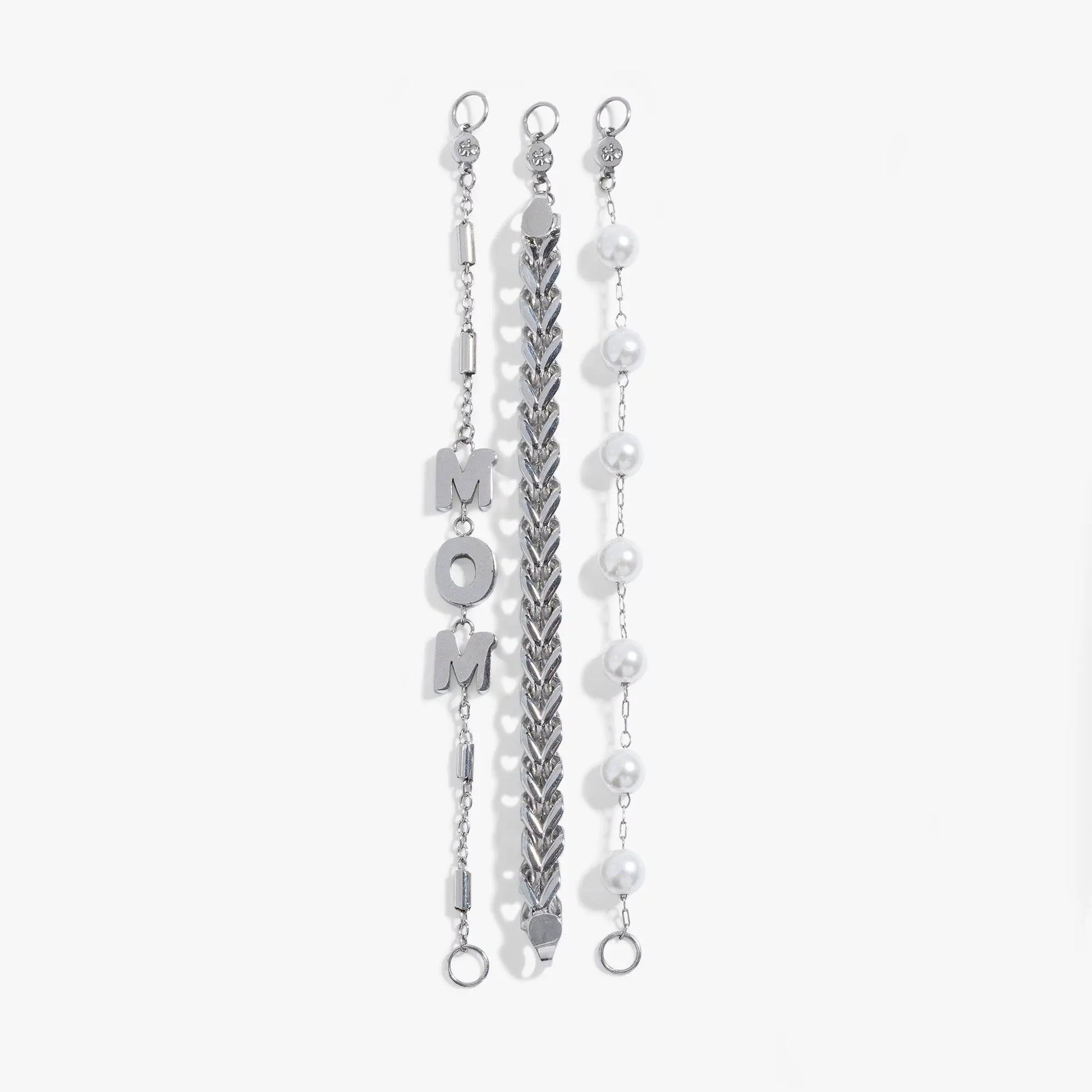 Mom Pearl Stranded Bracelet Set by Alex and Ani, silver chains with pearl beads on Tampa Home & Garden Store