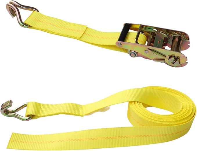 Ratchet strap 2 in yellow with metal ratchet and hooks, landscape supplies on Tampa Home & Garden Store