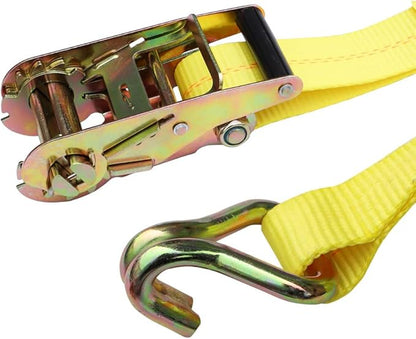 Ratchet strap 2 in with yellow webbing and zinc-plated ratchet hook, Rivendell Distribution on Tampa Home & Garden Store