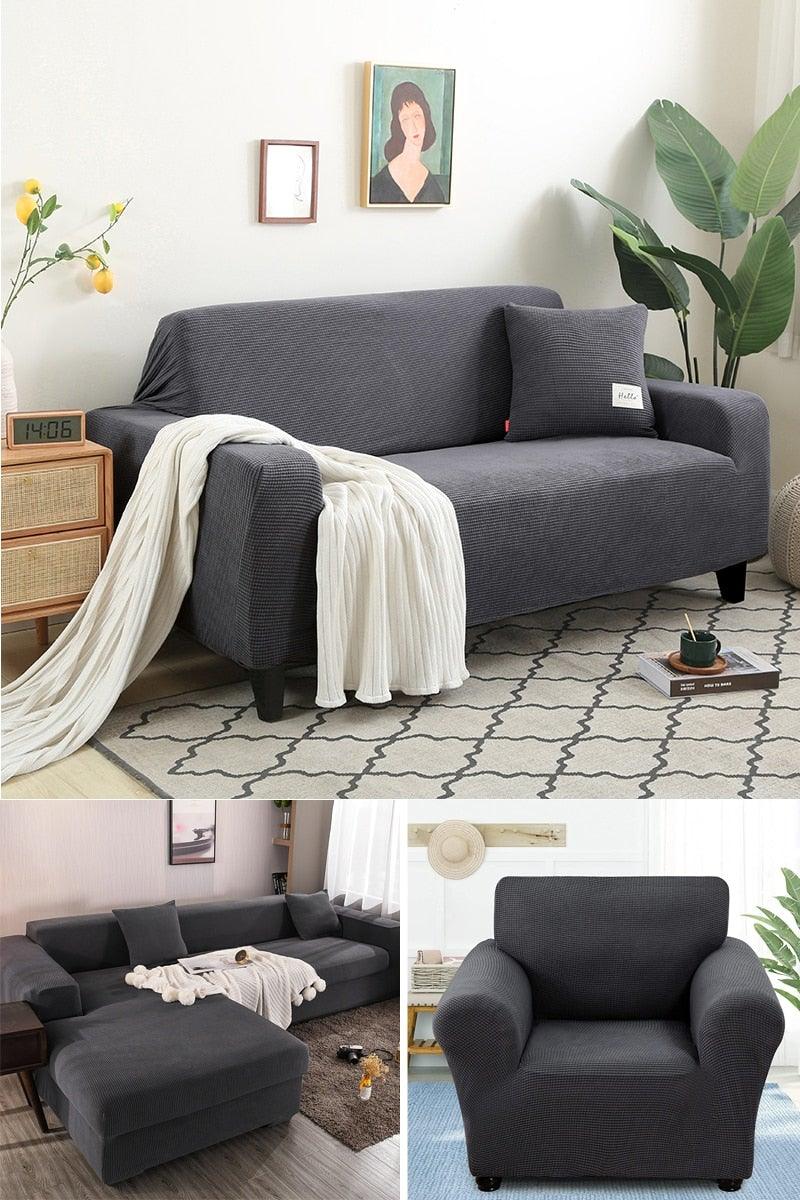 Stretch Armchair Slipcover gray textured fabric, washable furniture protector for couches on Tampa Home & Garden Store