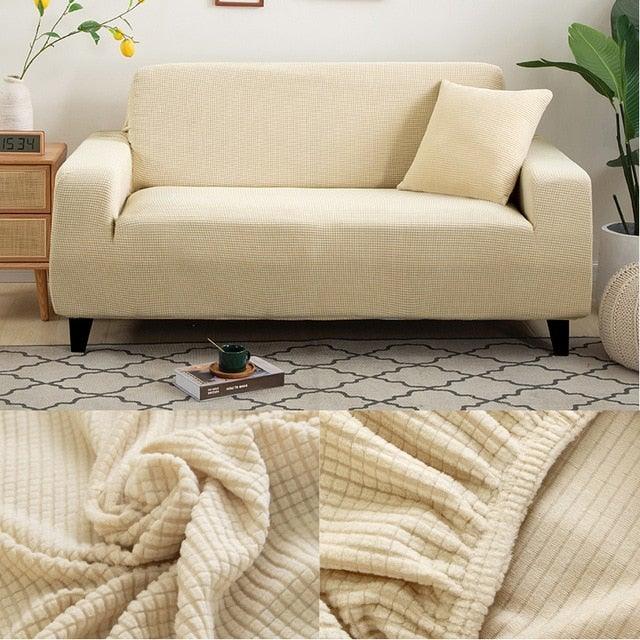 Stretch Armchair Slipcover Stevvex beige knit fabric, washable and water resistant sofa cover on Tampa Home & Garden Store