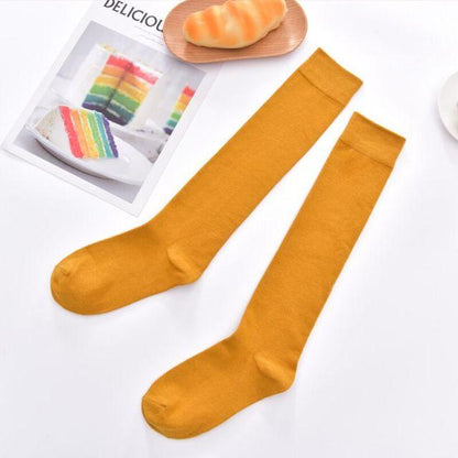 Stevvex mustard yellow thigh-high stockings, warm tube hosiery pair on Tampa Home & Garden Store