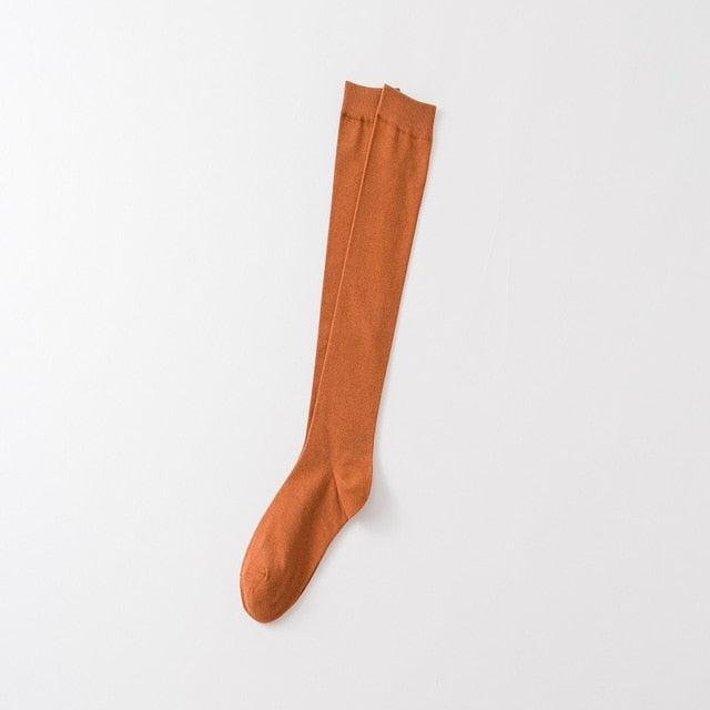 Stevvex orange thigh-high stocking, solid tube design, warm hosiery for girls on Tampa Home & Garden Store