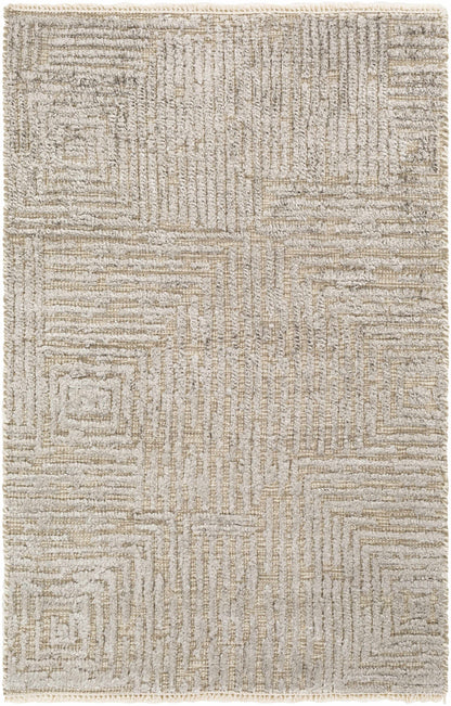 Struie Area Rug by Boutique Rugs, beige textured rug with geometric border pattern, plush pile on Tampa Home & Garden Store