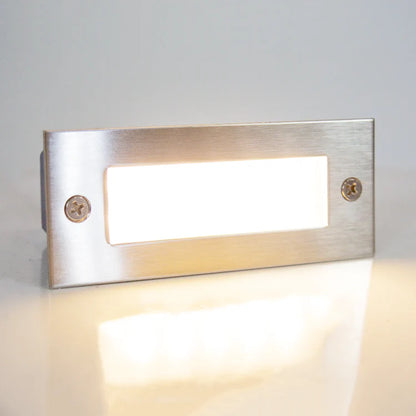 STS02 12V Low Voltage Outdoor Recessed Stainless Steel Brick Wall Light 3000K Warm White Integrated LED Step/ Stair Lighting Fixture