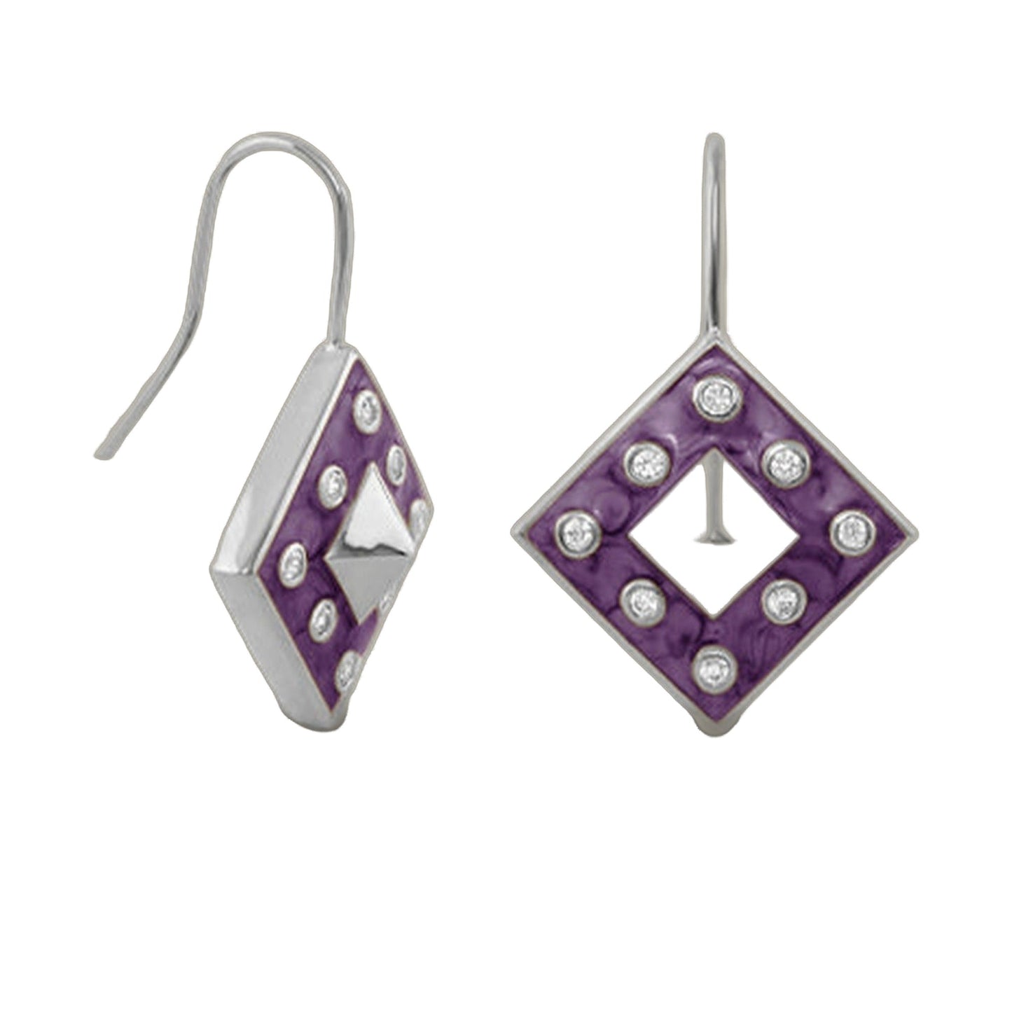 Pair of Stud Me Earring drop earrings in purple enamel with rhinestones by Lauren G Adams on Tampa Home & Garden Store