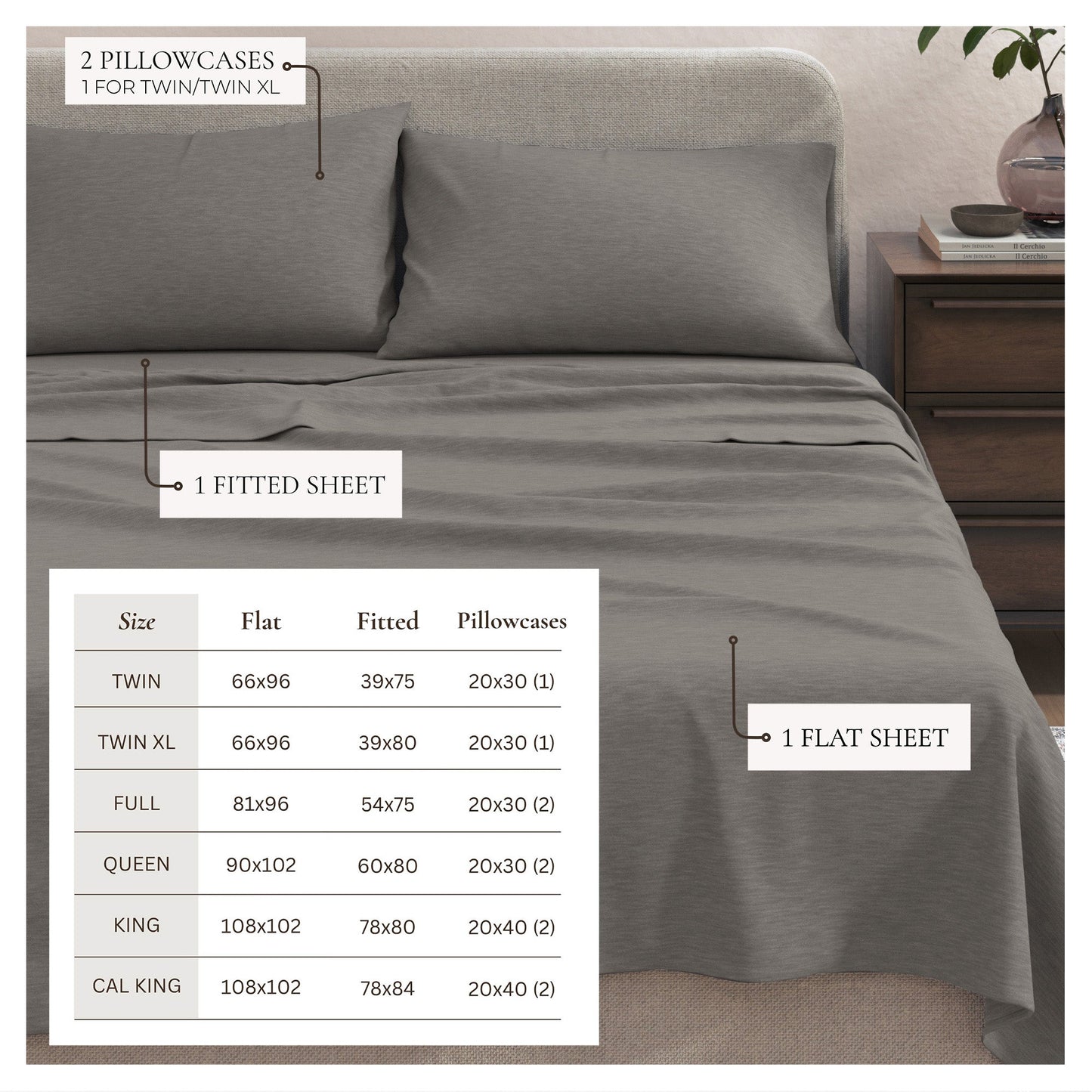 Heathered Jersey and Cotton Blend Bed Sheets