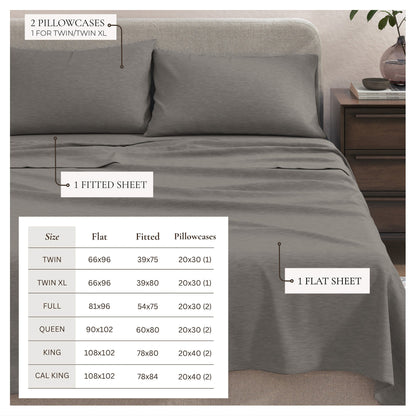 Heathered Jersey and Cotton Blend Bed Sheets