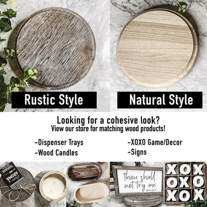 Rustic round wood jewelry tray on pedestal by Gia Roma, shows rustic and natural styles on Tampa Home & Garden Store