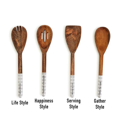 Wooden Serving Spoons Set of 4 With Sayings