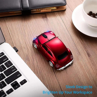 Car-shaped wireless mouse in metallic red with 1200 DPI, 3D sports car design on Tampa Home & Garden Store