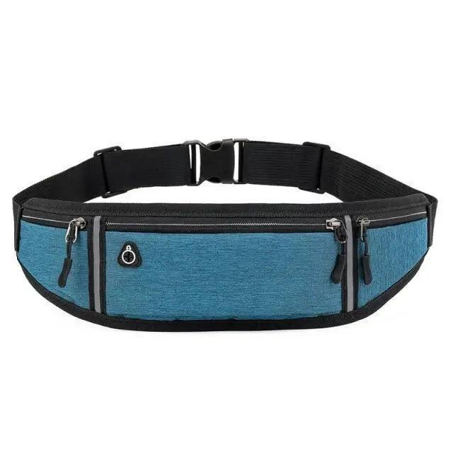 Fanny pack waist bag Stevvex in blue with dual zip pockets, black trim, adjustable strap on Tampa Home & Garden Store