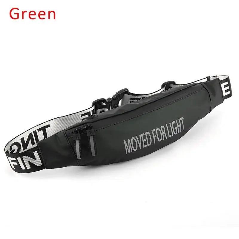 Black waterproof fanny pack waist belt with dual zippers and reflective strap for hiking and running on Tampa Home & Garden Store