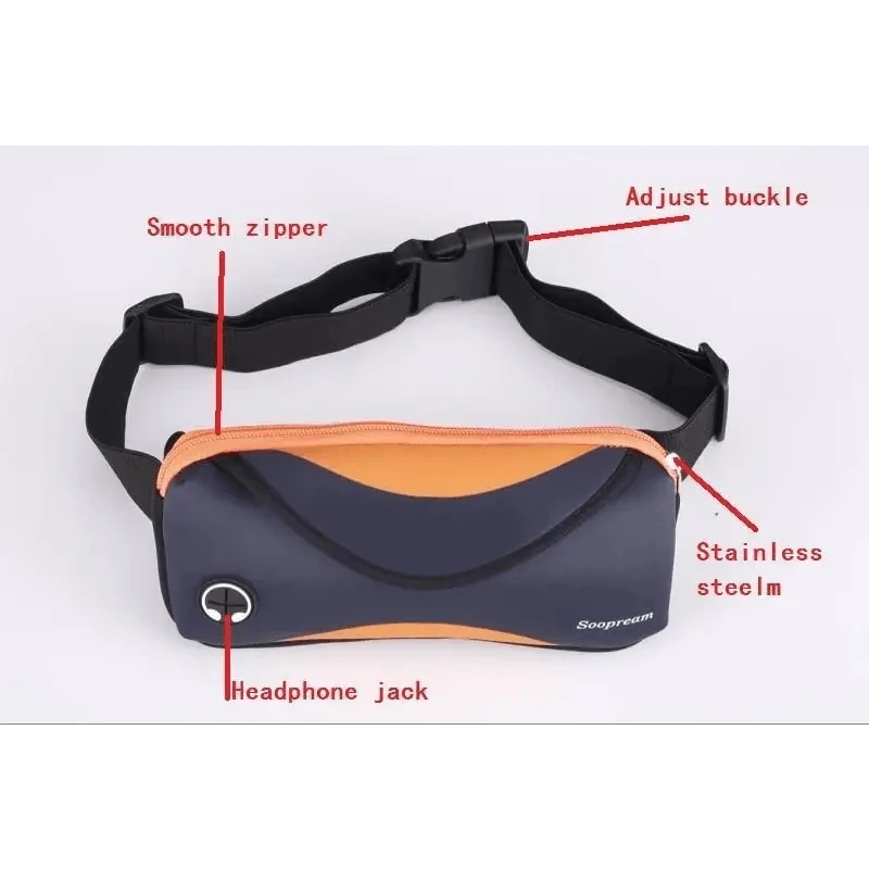Fanny pack Stevvex neoprene waterproof navy orange with adjustable buckle on Tampa Home & Garden on Tampa Home & Garden Store