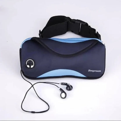 Neoprene waterproof fanny bag with dark blue body and blue accents adjustable strap on Tampa Home & Garden Store