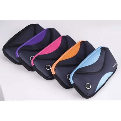 Stevvex neoprene waterproof fanny bag set of 4 navy with purple pink orange and light blue accents on Tampa Home & Garden Store