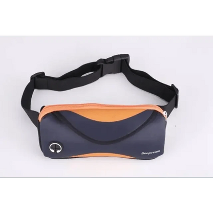 Fanny pack Stevvex neoprene waterproof unisex navy waist bag with orange trim and strap on Tampa Home & Garden Store