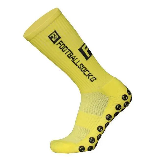 Stevvex yellow athletic cotton sock with anti-slip grip dots on sole football sock for men on Tampa Home & Garden Store