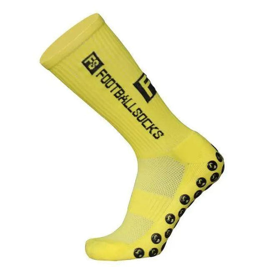 Stevvex yellow athletic cotton sock with anti-slip grip dots on sole football sock for men on Tampa Home & Garden Store