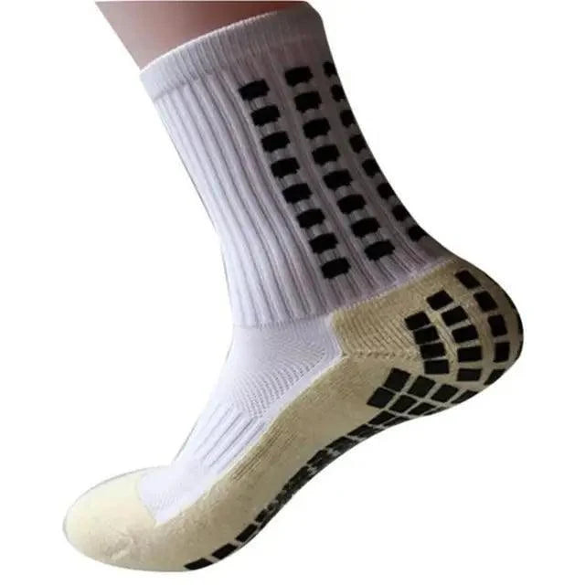 Athletic socks Stevvex white with black anti-slip grip dots, breathable cotton for men on Tampa Home & Garden Store
