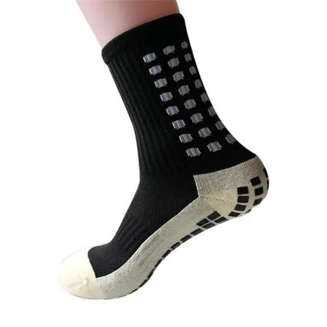 Men's athletic sock with anti-slip grip, Stevvex black sock with gray sole dots for sport on Tampa Home & Garden Store