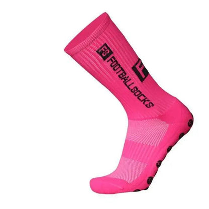Pink athletic football socks with anti-slip grip sole and breathable knit by Stevvex on Tampa Home & Garden Store
