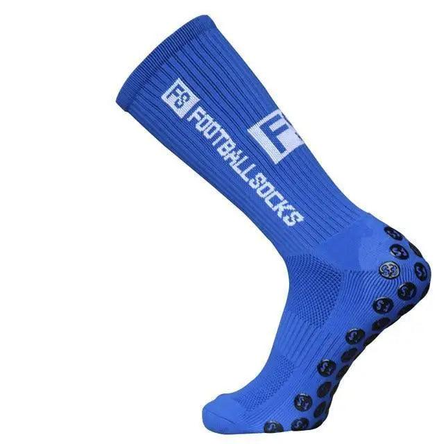 Football socks Stevvex blue anti-slip grip socks for men with dotted sole on Tampa Home & Garden Store