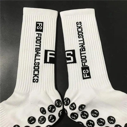 Football socks pair white cotton anti-slip grip Stevvex branding on Tampa Home & Garden Store