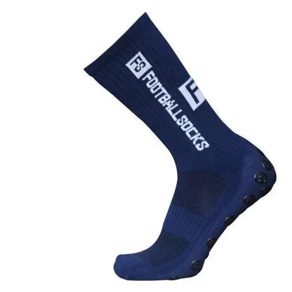 Stevvex navy blue anti-slip soccer sock with grip sole for men, breathable athletic cotton on Tampa Home & Garden Store