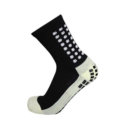 Stevvex athletic anti-slip soccer grip socks, black with white dotted knit, men's socks on Tampa Home & Garden Store
