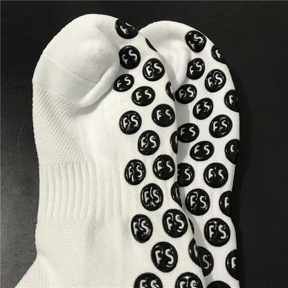 Stevvex athletic socks white cotton anti-slip soccer socks with black grip dots, breathable on Tampa Home & Garden Store