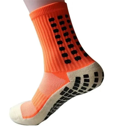 STIL6666OKLES Stevvex orange anti-slip soccer sock with grip dots, breathable athletic sock on Tampa Home & Garden Store
