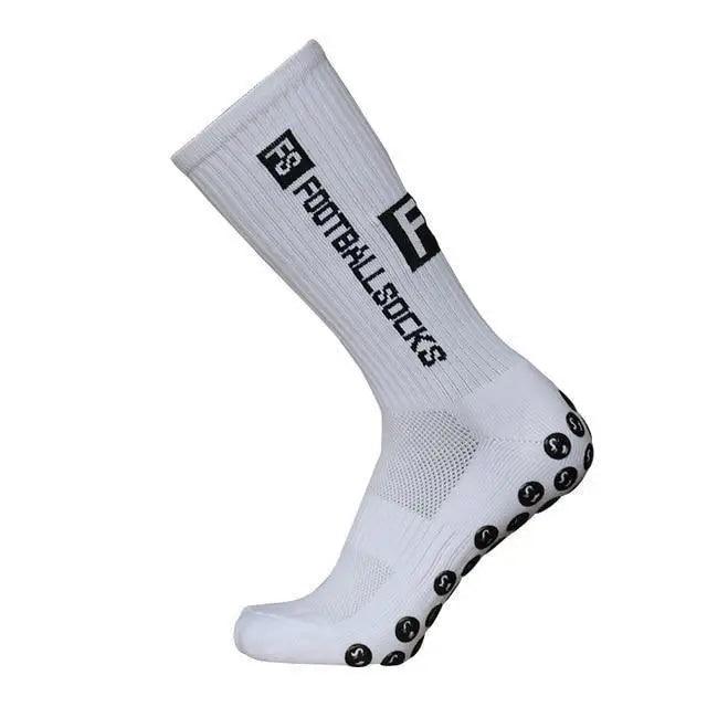 Stevvex white anti-slip football socks with grip dots, breathable cotton athletic socks for men on Tampa Home & Garden Store