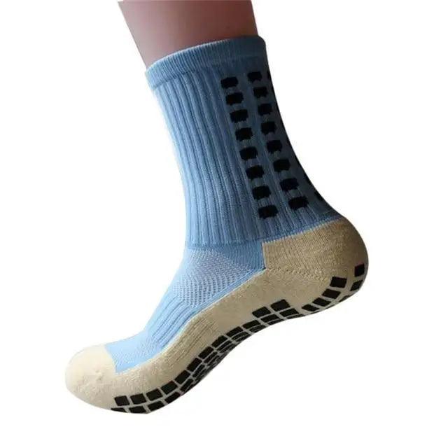 Stevvex athletic sock blue anti-slip soccer sock for men with grip sole and breathable knit on Tampa Home & Garden Store