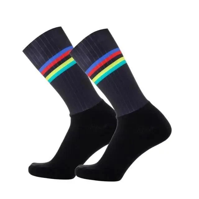 Stevvex athletic socks breathable cycling socks for men, anti-slip seamless striped cuffs on Tampa Home & Garden Store