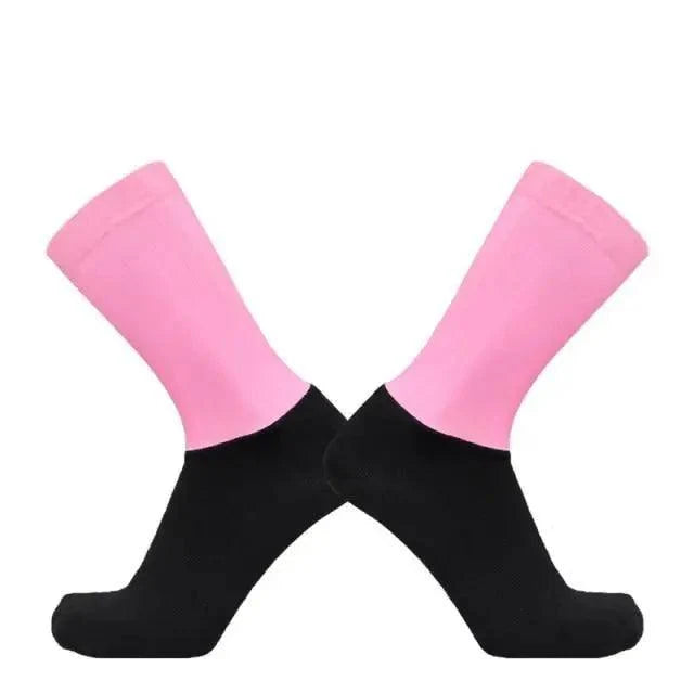 Athletic cycling socks, breathable summer pair with pink tops and black soles, anti-slip seamless on Tampa Home & Garden Store