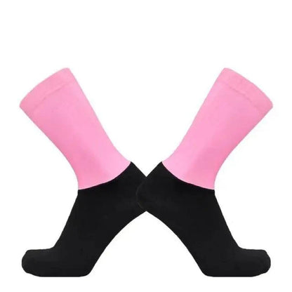 Athletic cycling socks, breathable summer pair with pink tops and black soles, anti-slip seamless on Tampa Home & Garden Store