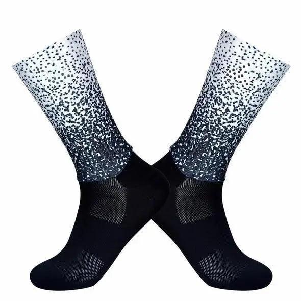 Stevvex athletic cycling socks, breathable design, black lower with gray speckled upper on Tampa Home & Garden Store